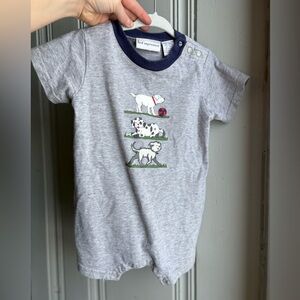 18M Vintage First Impressions Heather Gray Dog Short Sleeve Romper One Piece